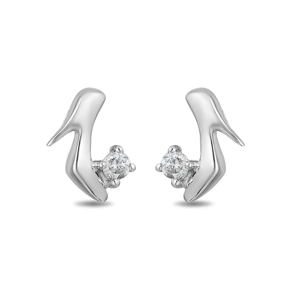 Cinderella Slipper Stud Earrings with Diamonds