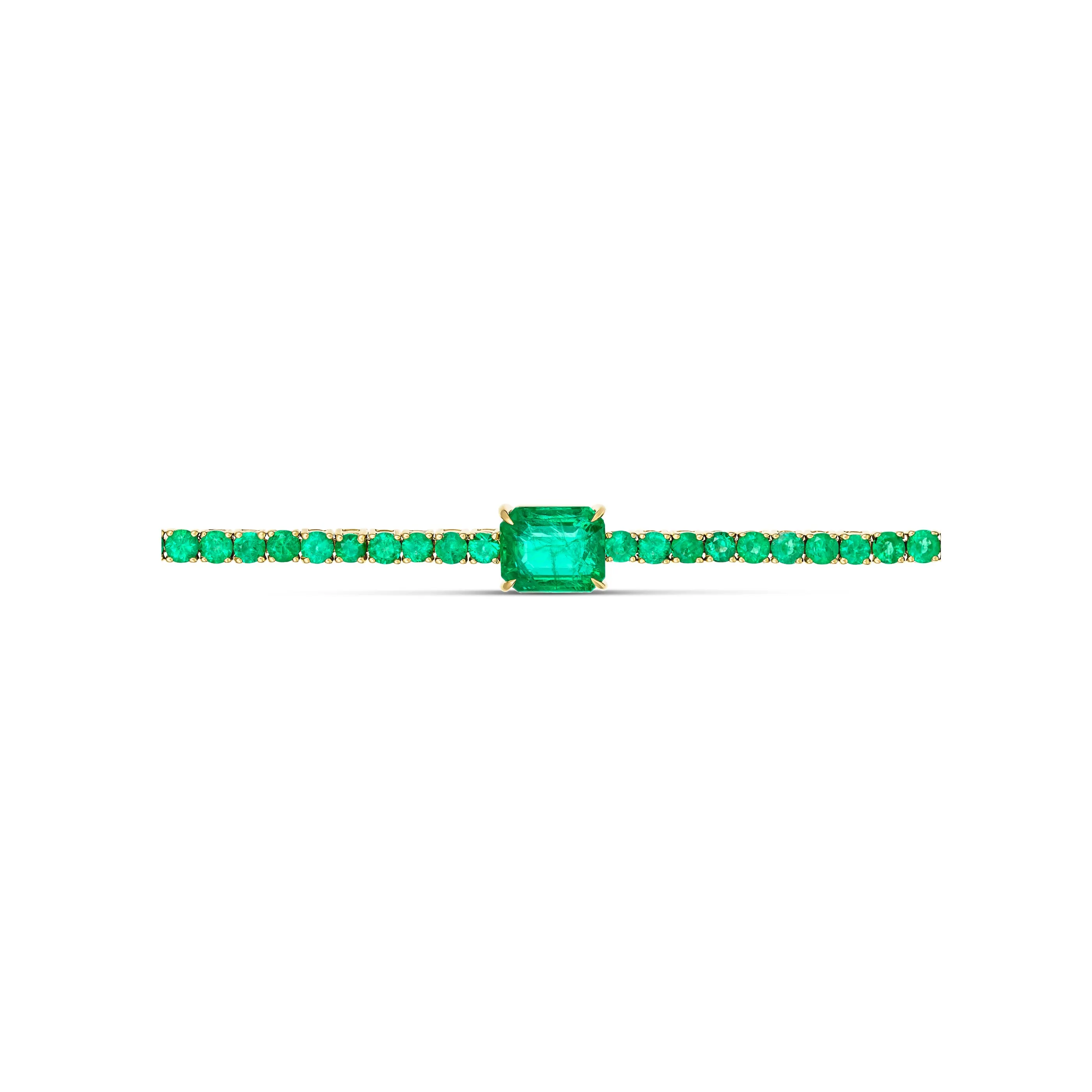 Classic Natural Emerald Gemstone Tennis Bracelet | 18K Yellow Gold