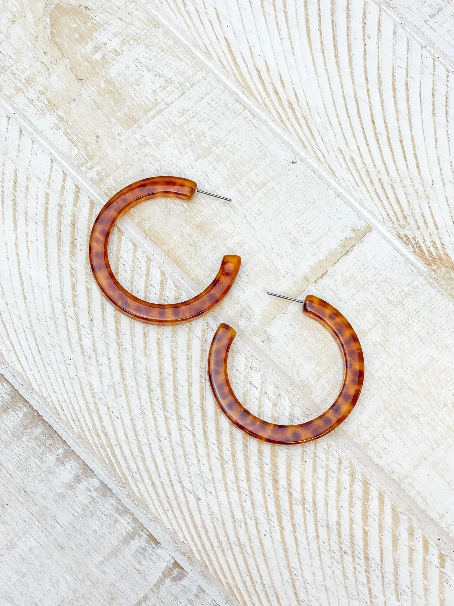 Classic Tortoise Open Hoop Earrings