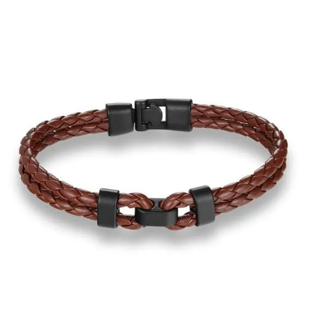 Classy Men Brown Leather Bracelet