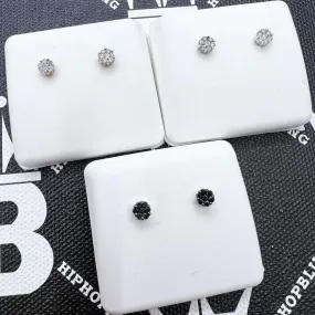 Cluster Mini .15cttw Diamond Earrings .925 Sterling Silver