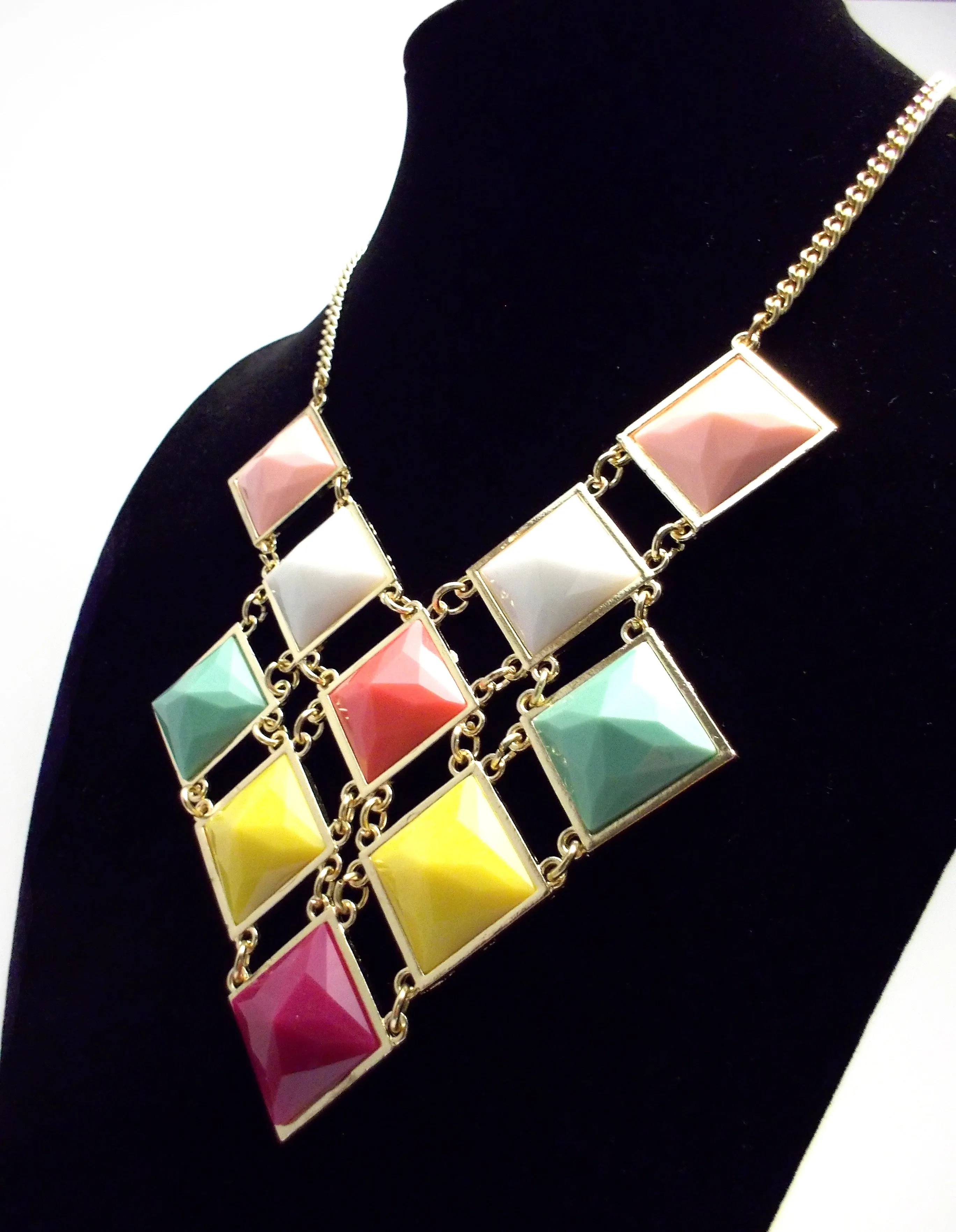 Colorful Gemstone Jeweled Statement Necklace