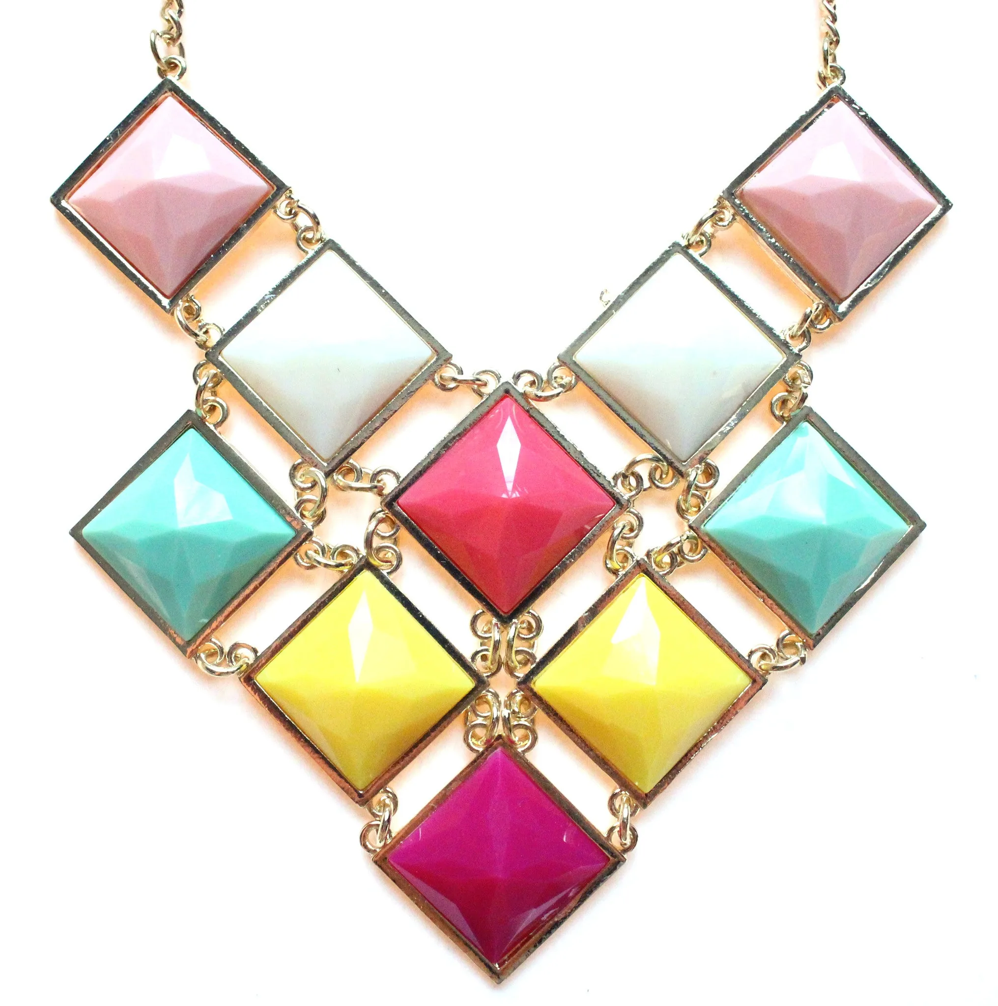 Colorful Gemstone Jeweled Statement Necklace