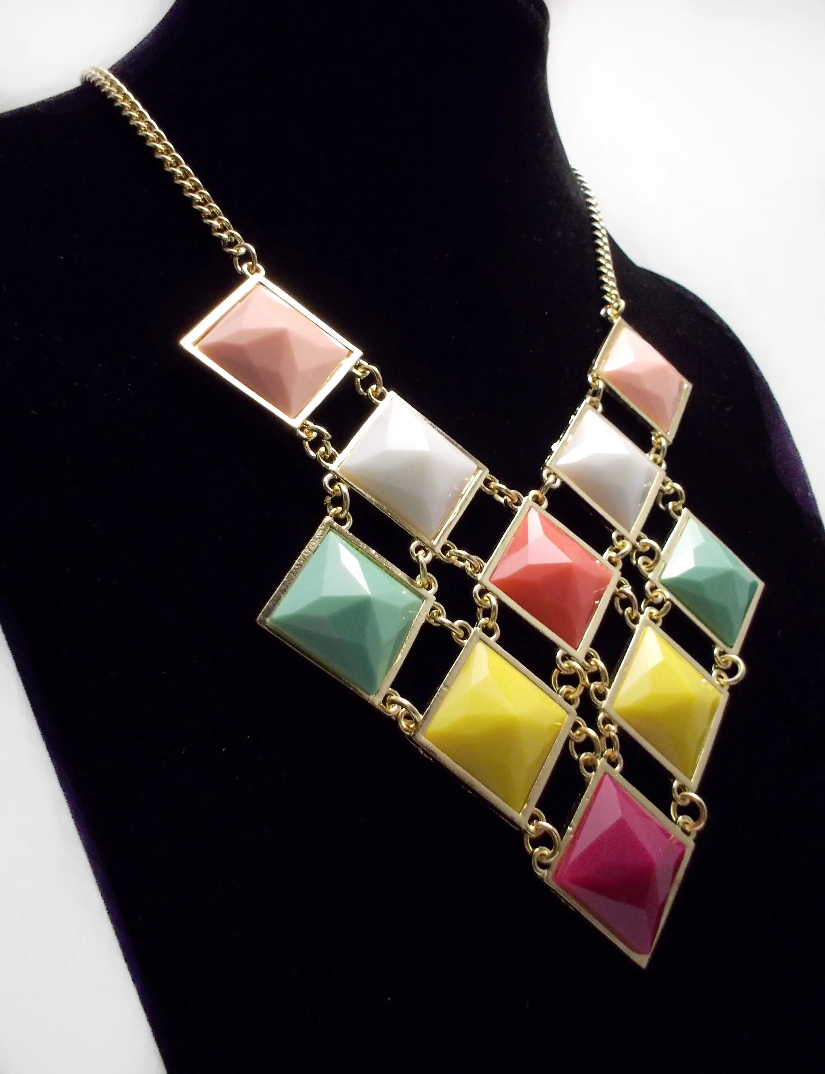 Colorful Gemstone Jeweled Statement Necklace