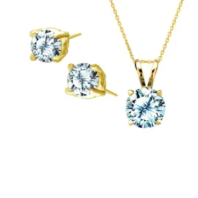 Combination Royal Stud Earrings (.25 ctw) and Dream Necklace (.10 ct) in 14k Yg with Round Br Dias