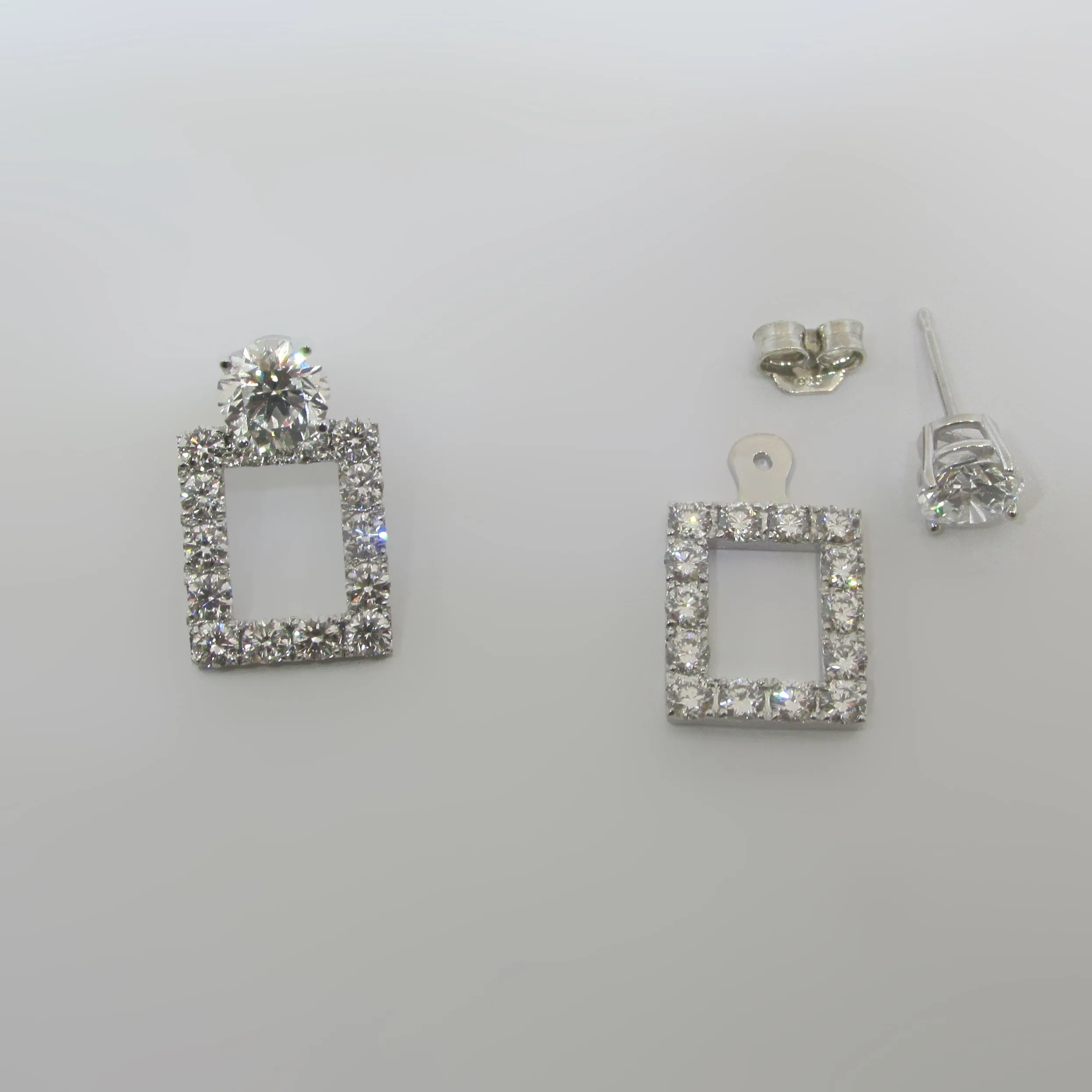 Convertible Diamond Square Shaped Drop Earrings