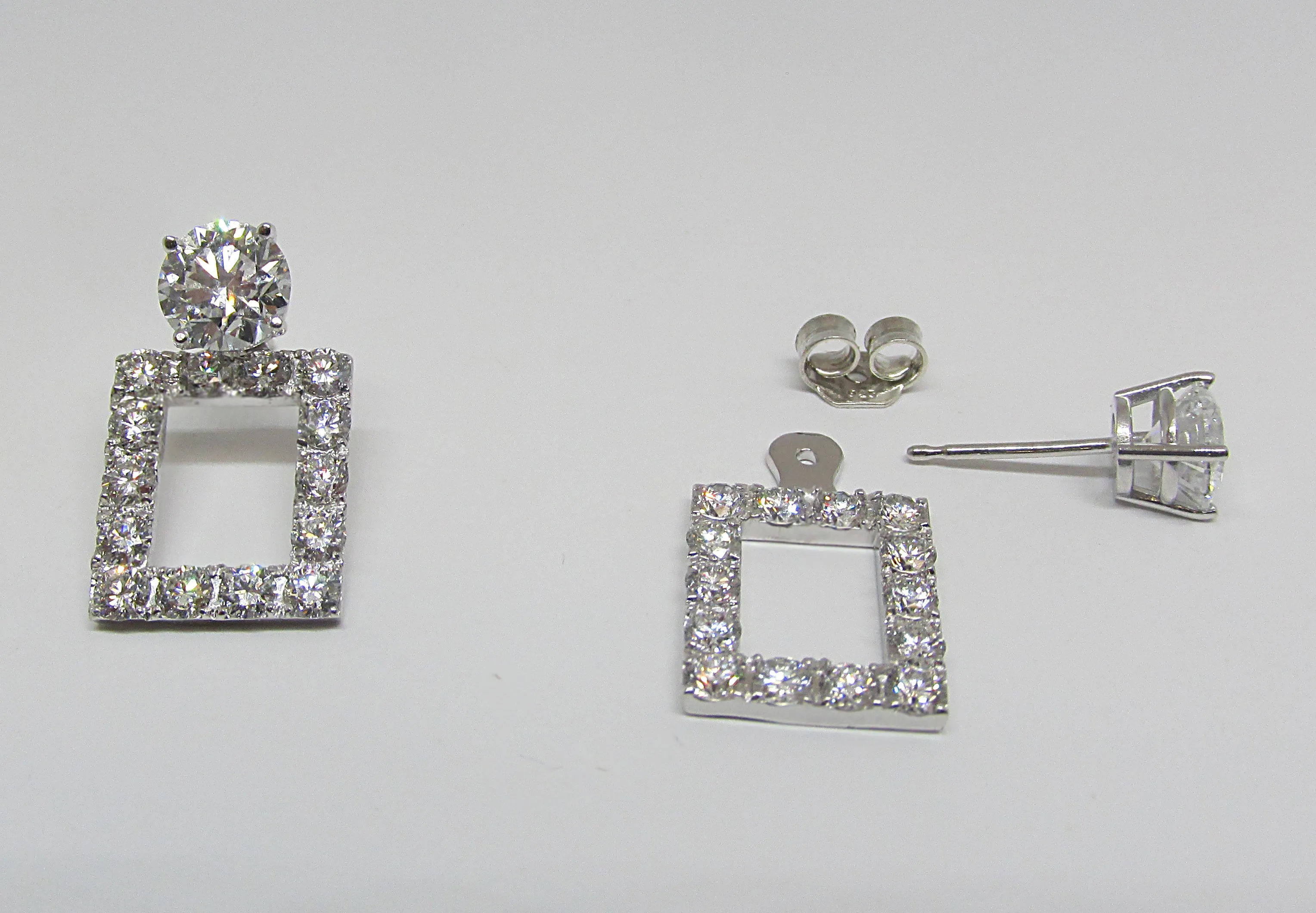 Convertible Diamond Square Shaped Drop Earrings