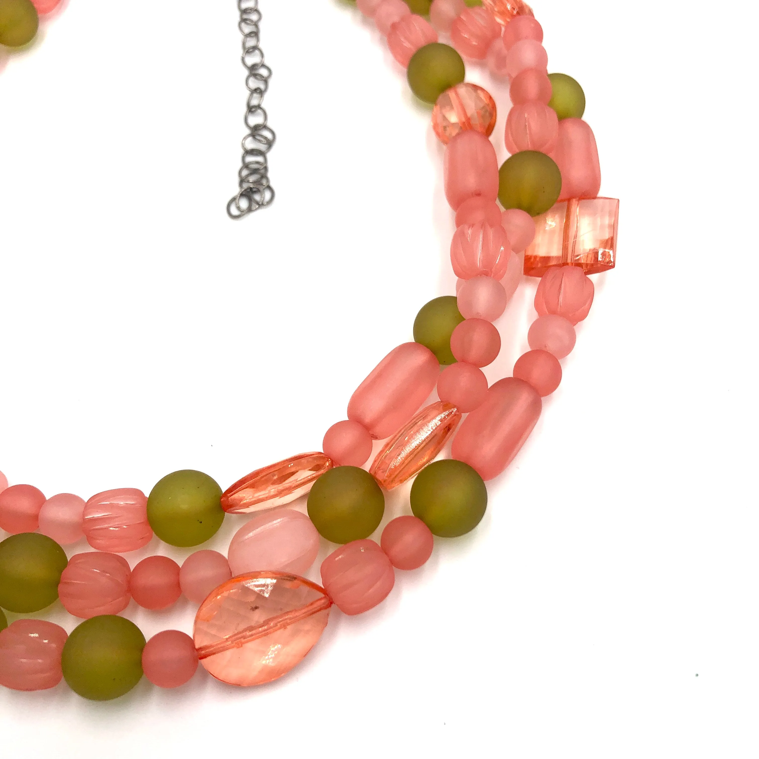 Coral & Olive Frosted Morgan Necklace