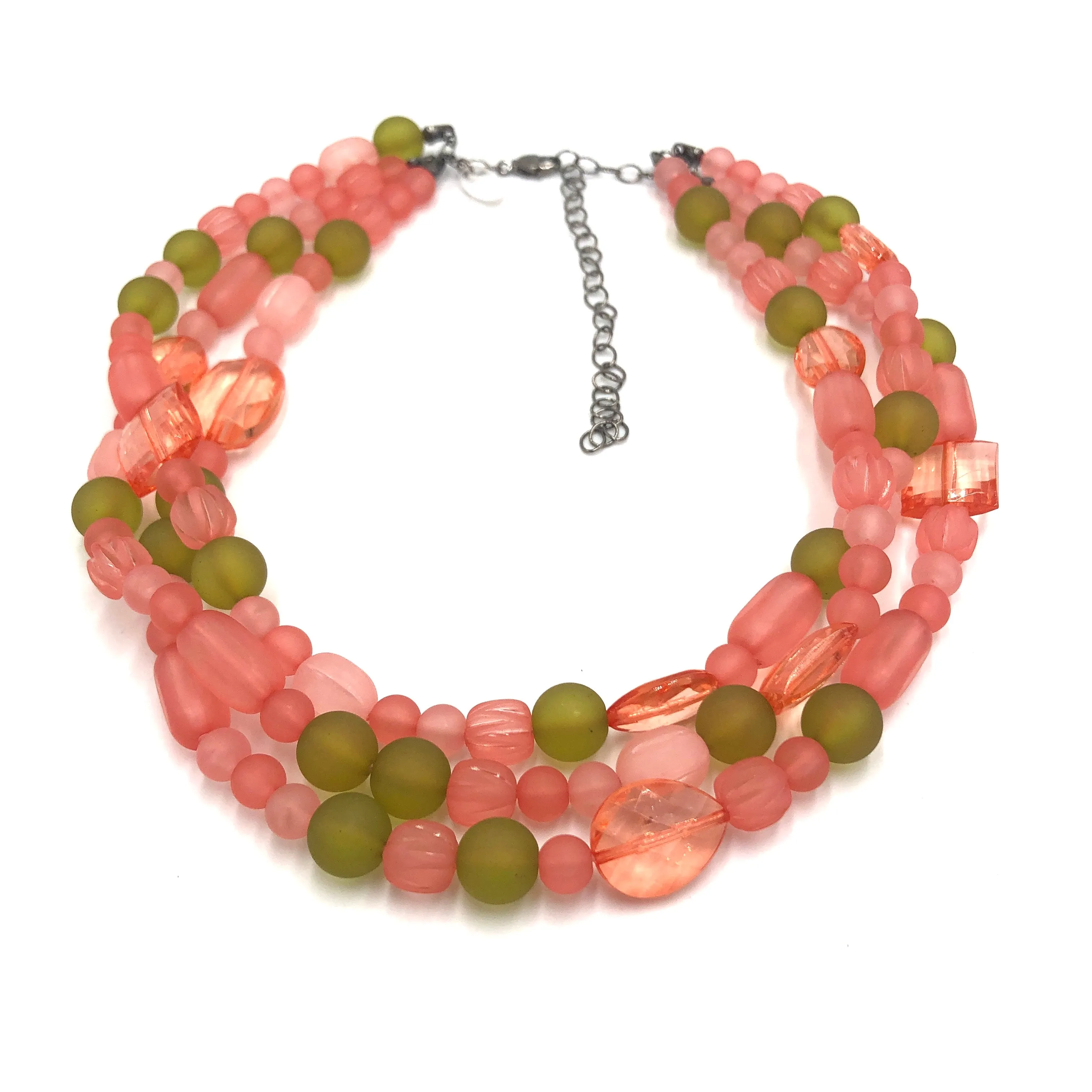 Coral & Olive Frosted Morgan Necklace