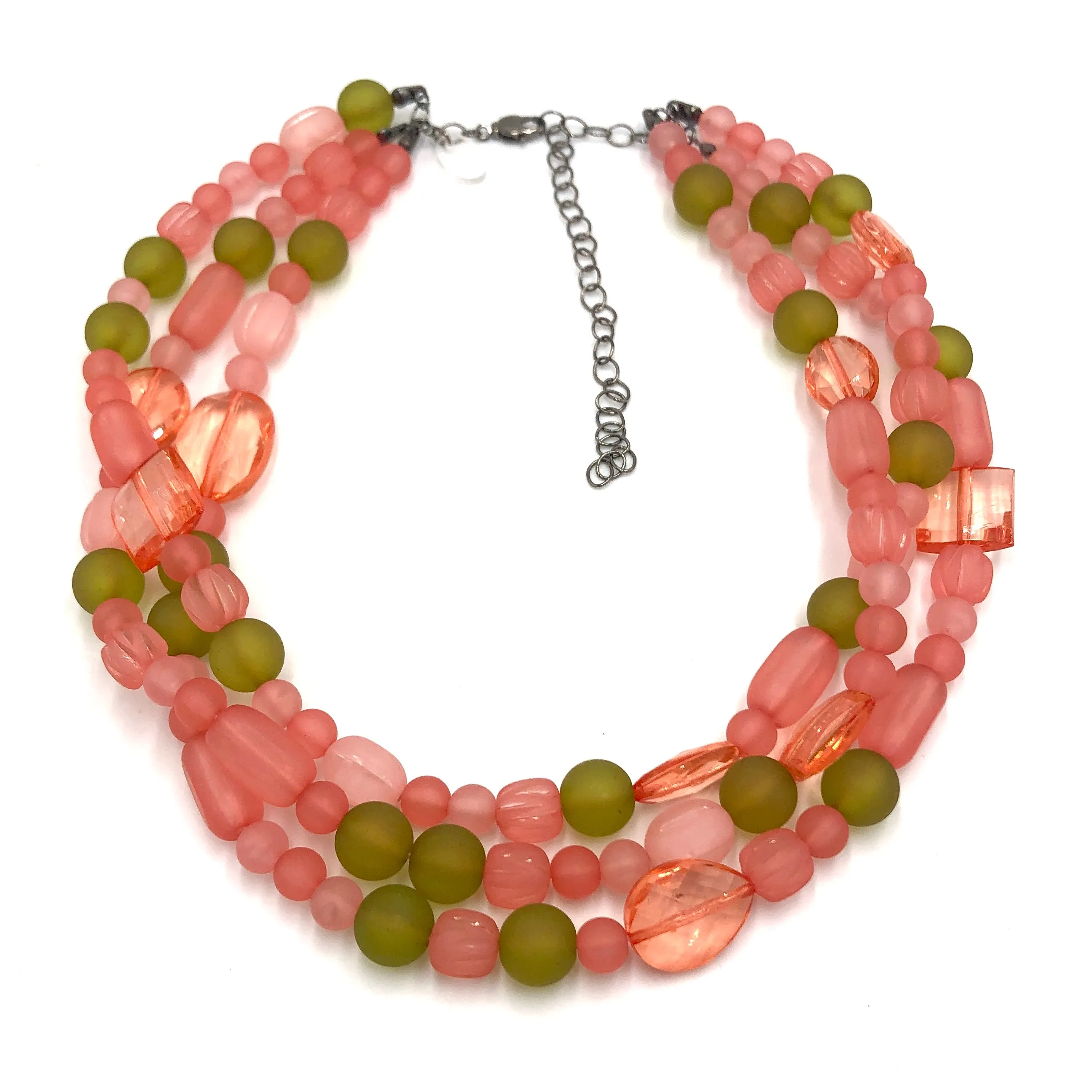 Coral & Olive Frosted Morgan Necklace