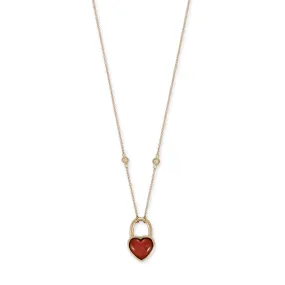 CORAL HEART LOCK NECKLACE