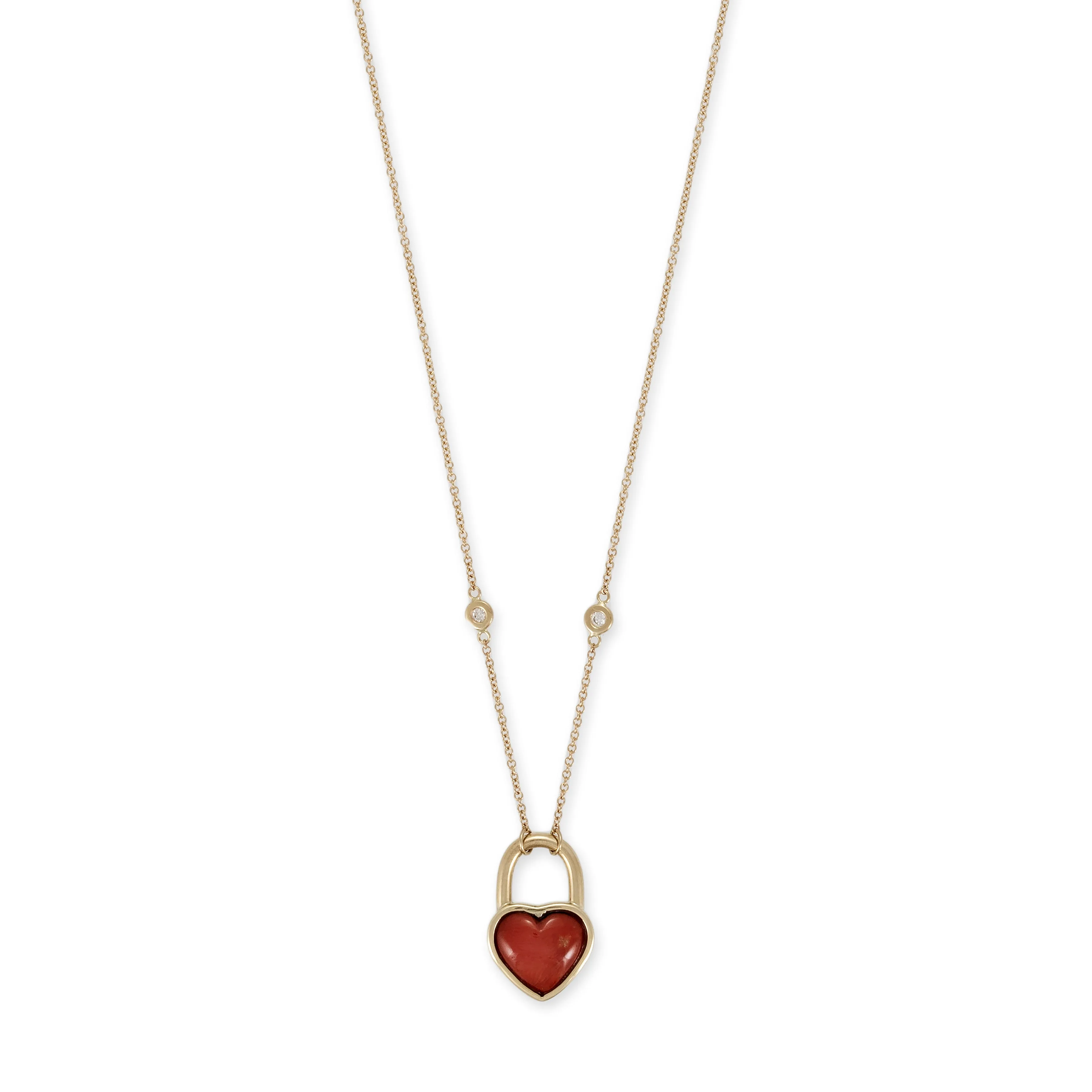 CORAL HEART LOCK NECKLACE