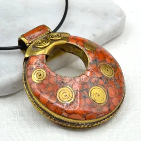 Coral Spirals Tibetan Necklace