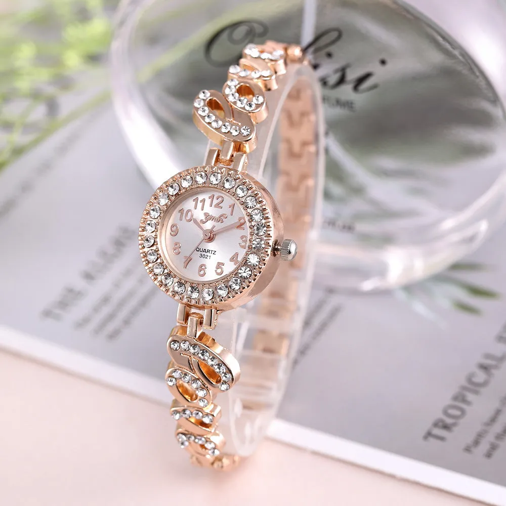 Creative Love Full Diamond Quartz Set Watch Women's Quartz Watch Pieces