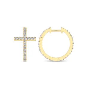 Cross Huggie Large Hoops