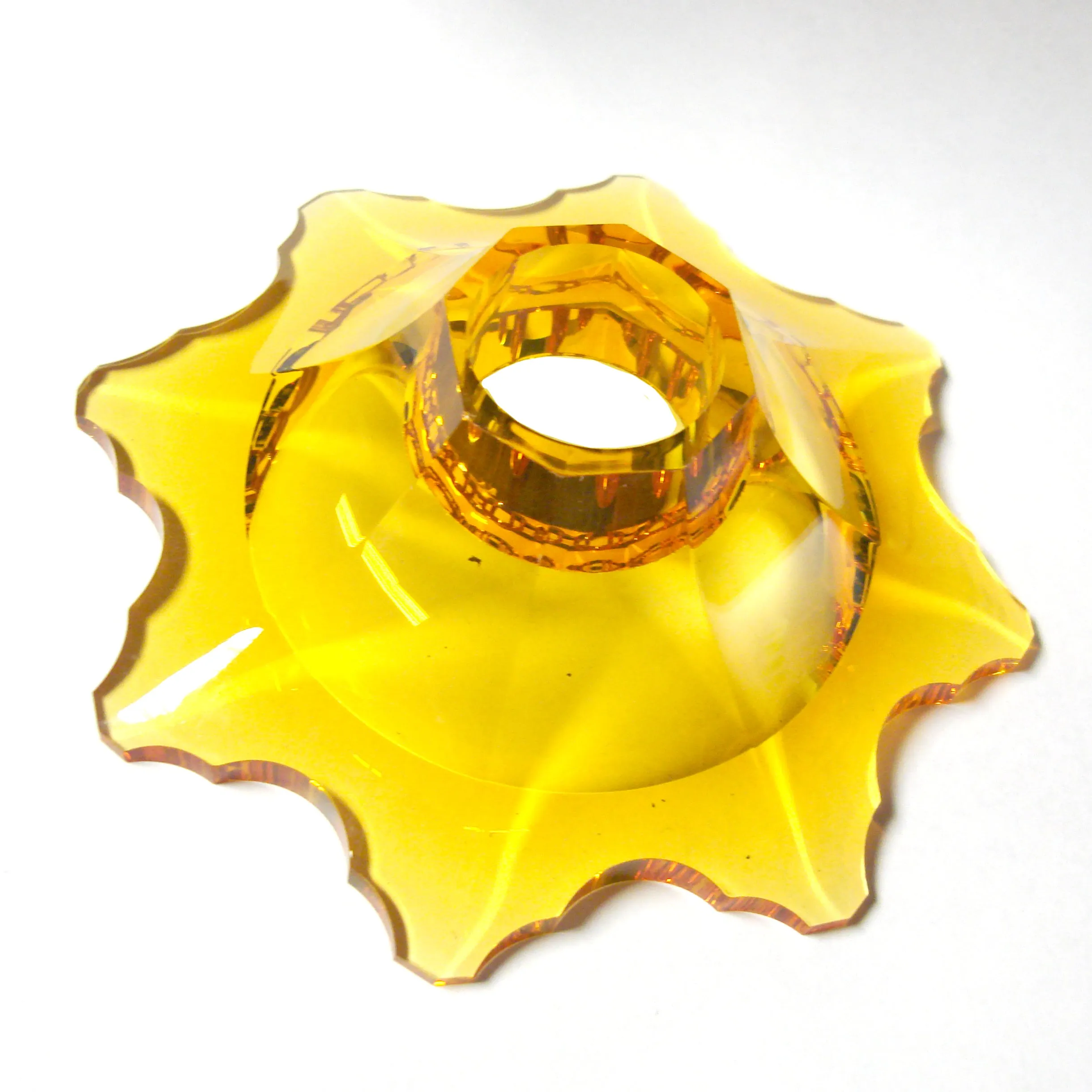 Crystal Bobeche 5 inch Amber with 26mm Center Hole