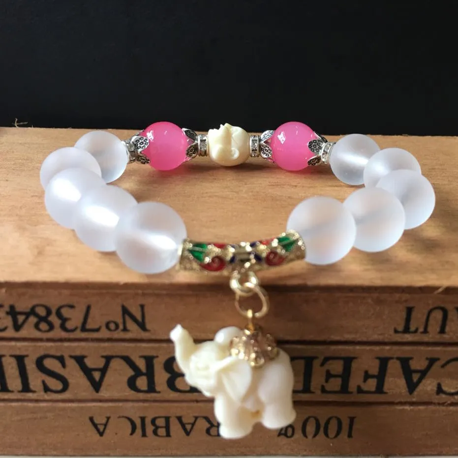 Crystal Elephant Charm bead Cultural Bracelet Jewelry