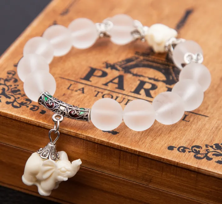 Crystal Elephant Charm bead Cultural Bracelet Jewelry