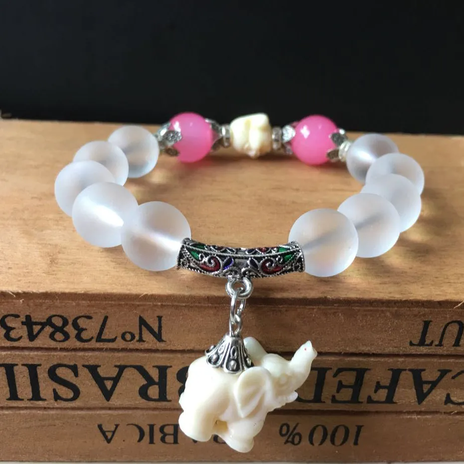 Crystal Elephant Charm bead Cultural Bracelet Jewelry