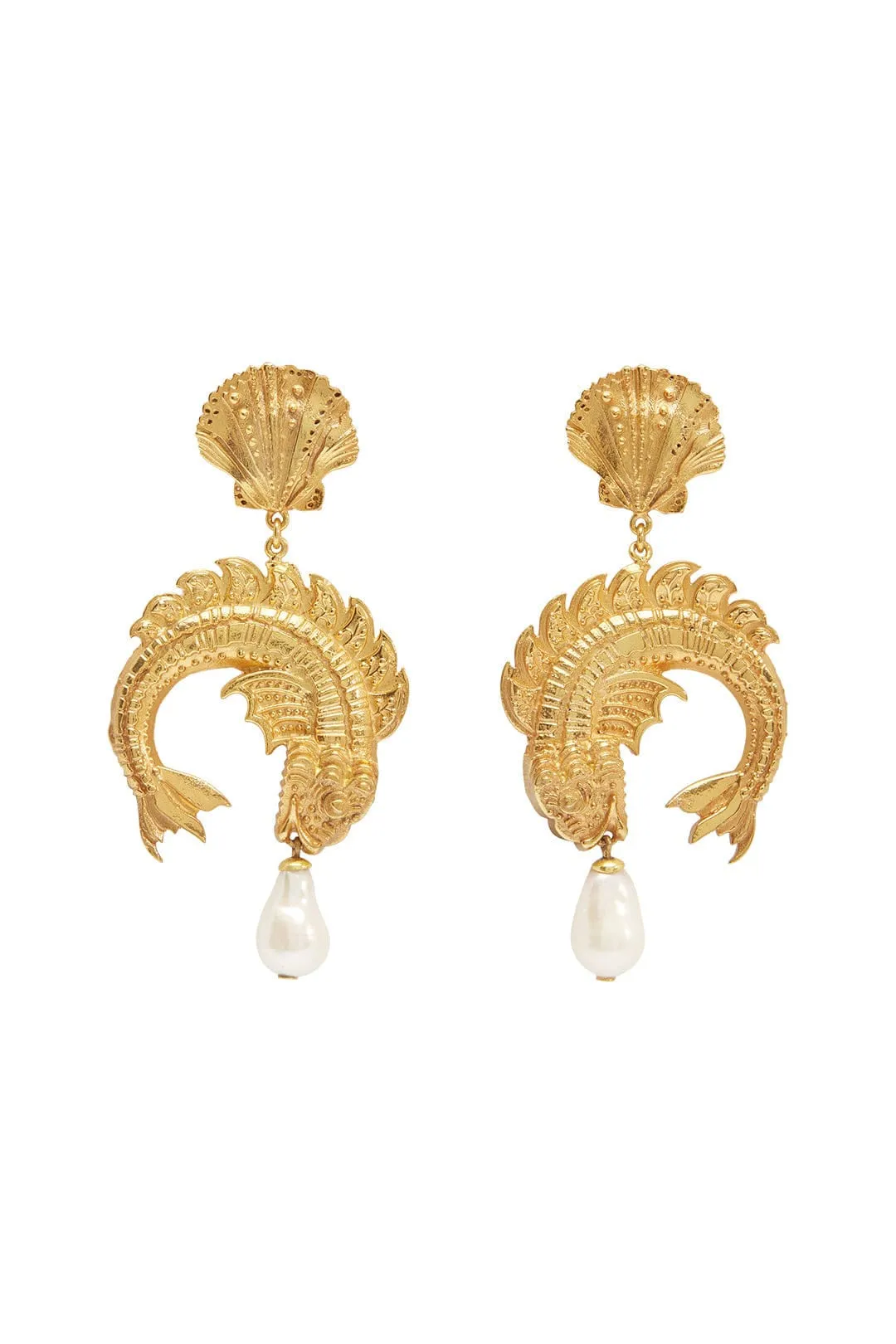 Curio Fish Pearl Drop Earrings