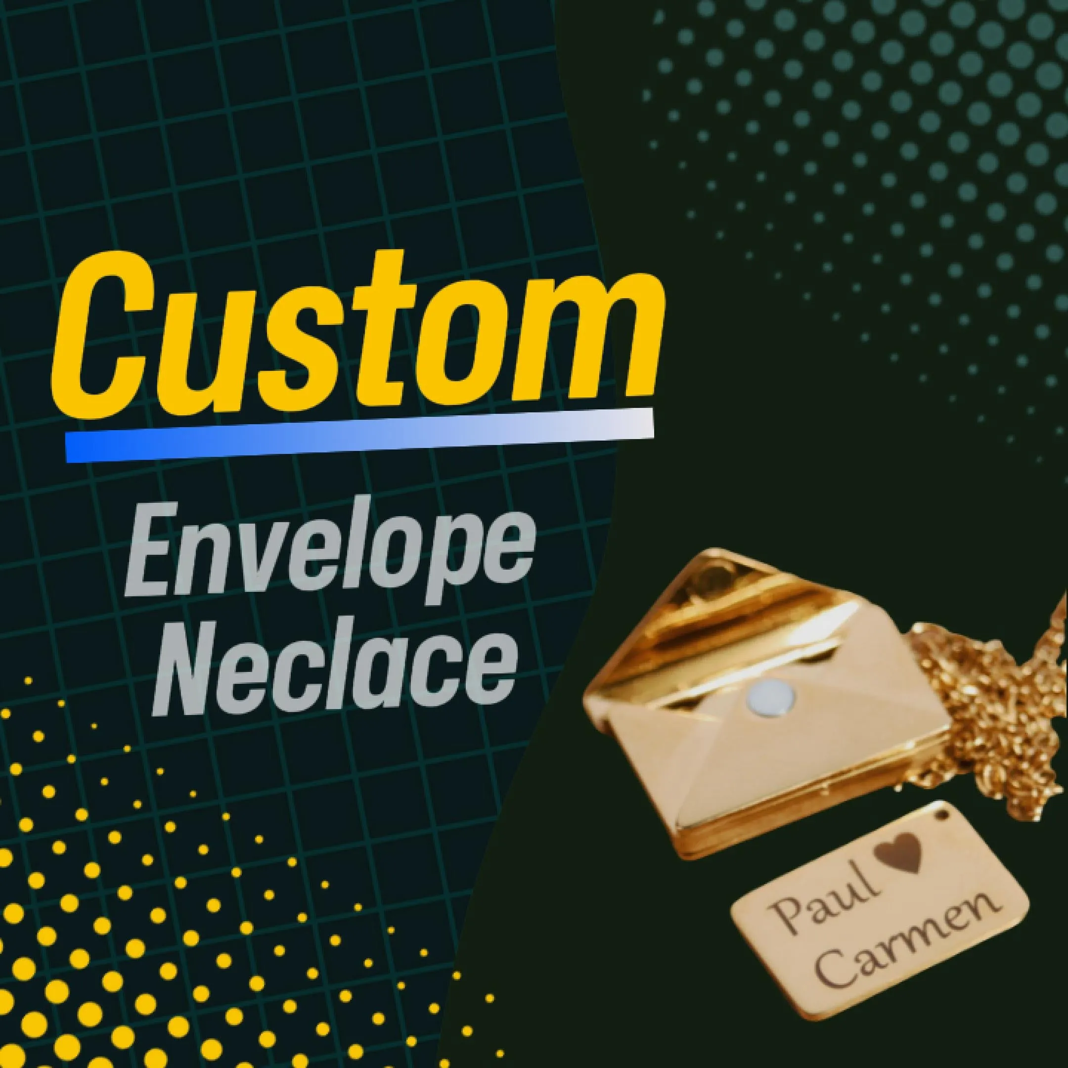 Custom Letter Envelope Pendant Necklace Customized Stainless Steel