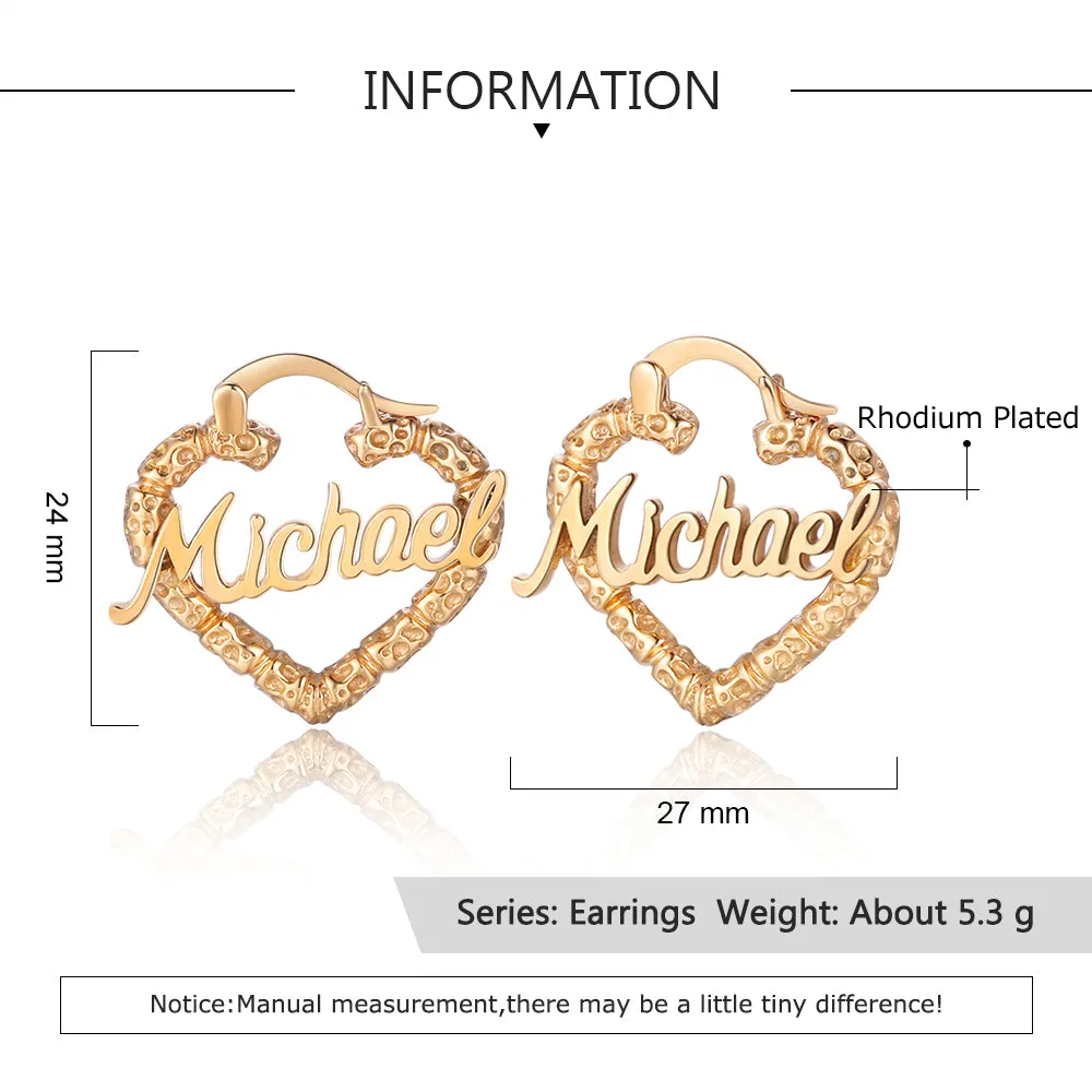 Custom Name Heart Shape Hoop Earring For Her