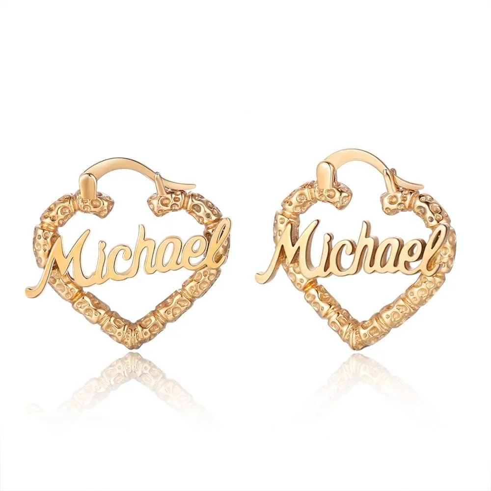 Custom Name Heart Shape Hoop Earring For Her