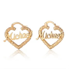 Custom Name Heart Shape Hoop Earring For Her