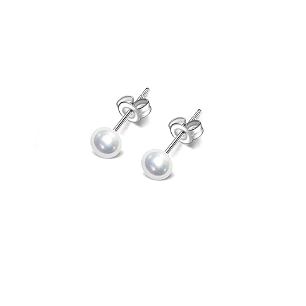 Delicate 5mm Freshwater Pearl Stud Earrings With 925 Silver Post And Butterflies