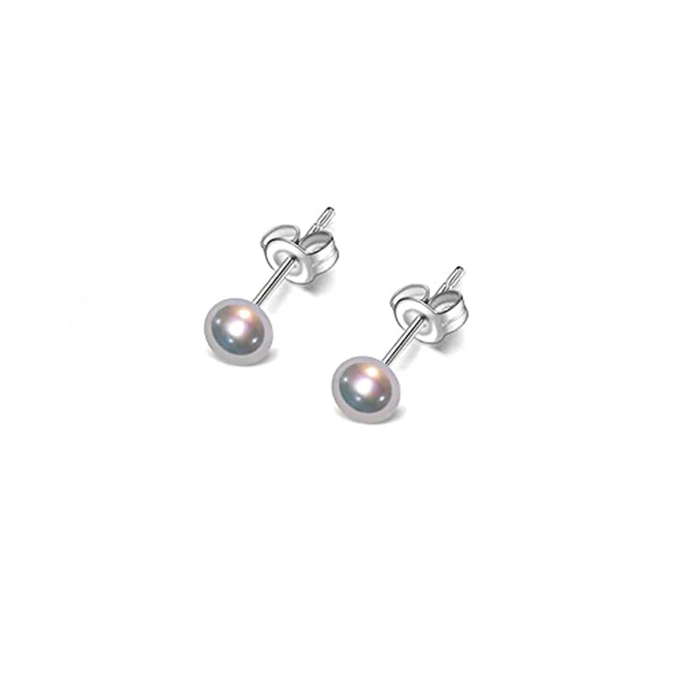 Delicate 5mm Freshwater Pearl Stud Earrings With 925 Silver Post And Butterflies