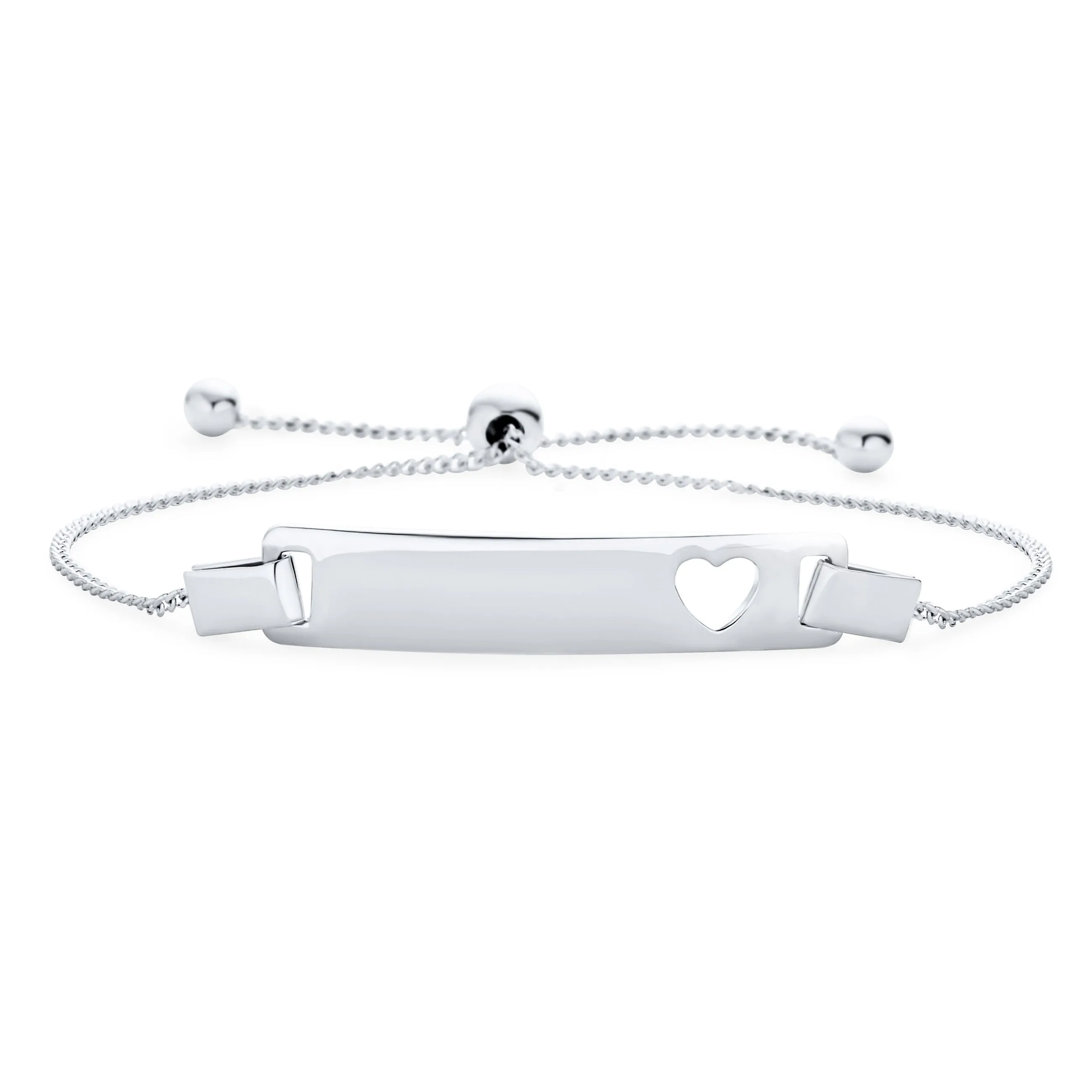 Delicate Petite Heart ID Bracelet Sterling Silver 5-6 Inch for Small Wrists