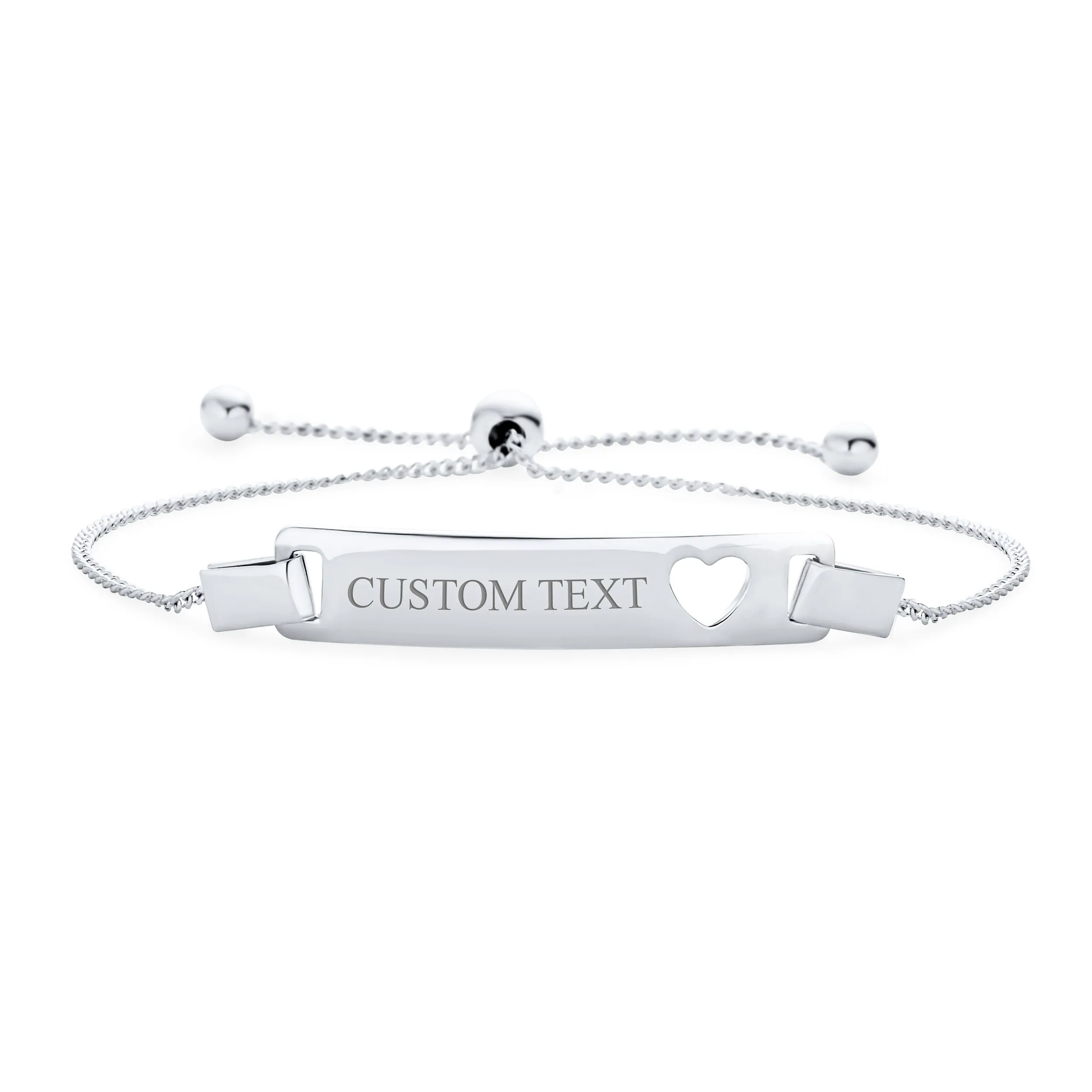 Delicate Petite Heart ID Bracelet Sterling Silver 5-6 Inch for Small Wrists