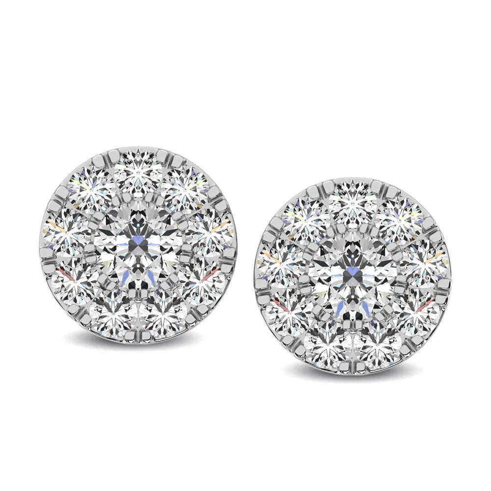 Diamond 1/4 Ct.Tw. Round Frame Stud Earrings