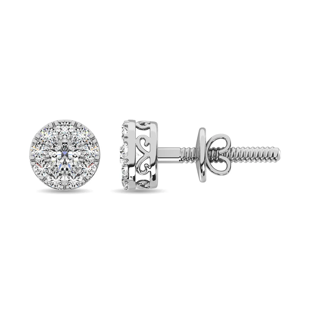 Diamond 1/4 Ct.Tw. Round Frame Stud Earrings