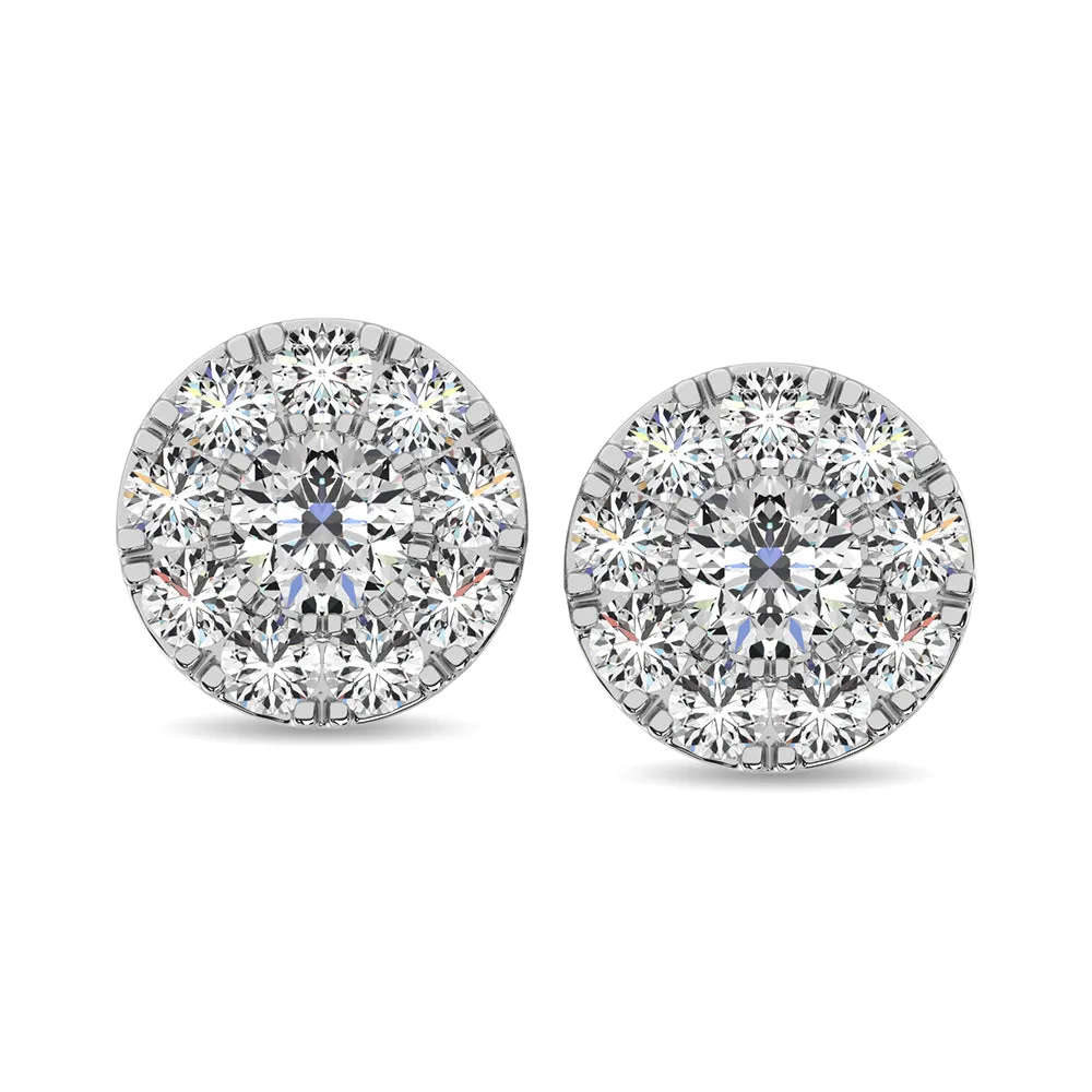 Diamond 1/4 Ct.Tw. Round Frame Stud Earrings