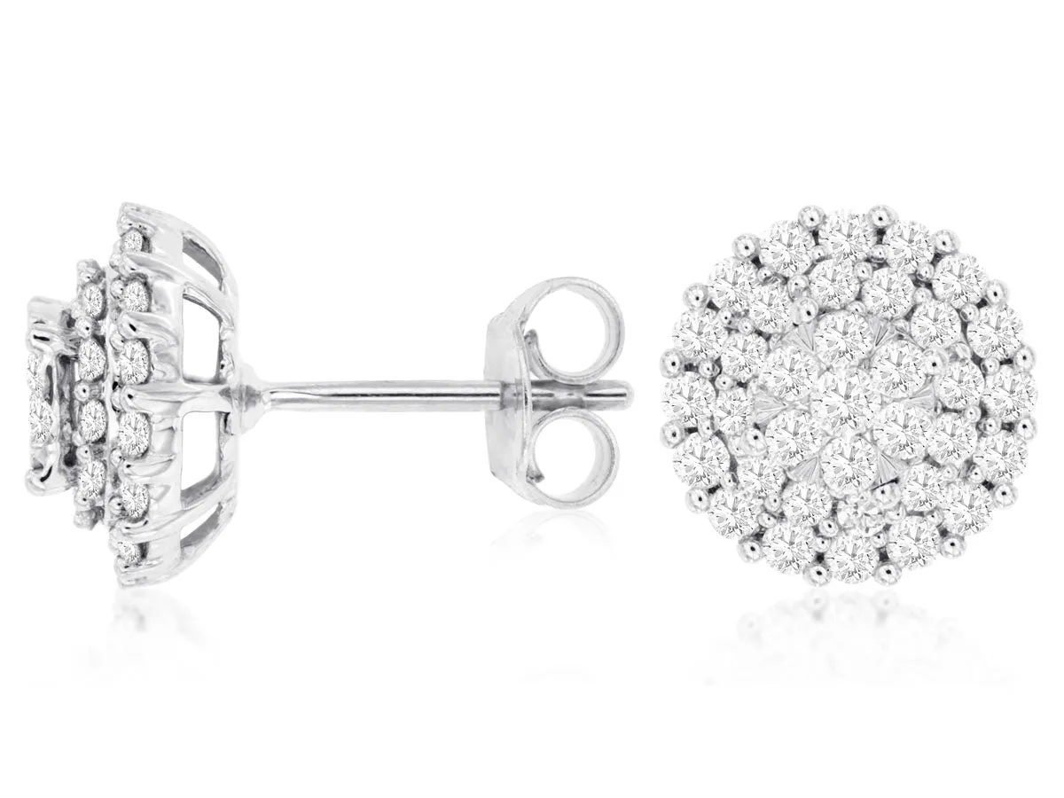 Diamond Cluster Design Stud Earrings