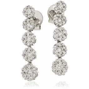 DIAMOND CLUSTER DROP EARRING IN 18K WHITE GOLD