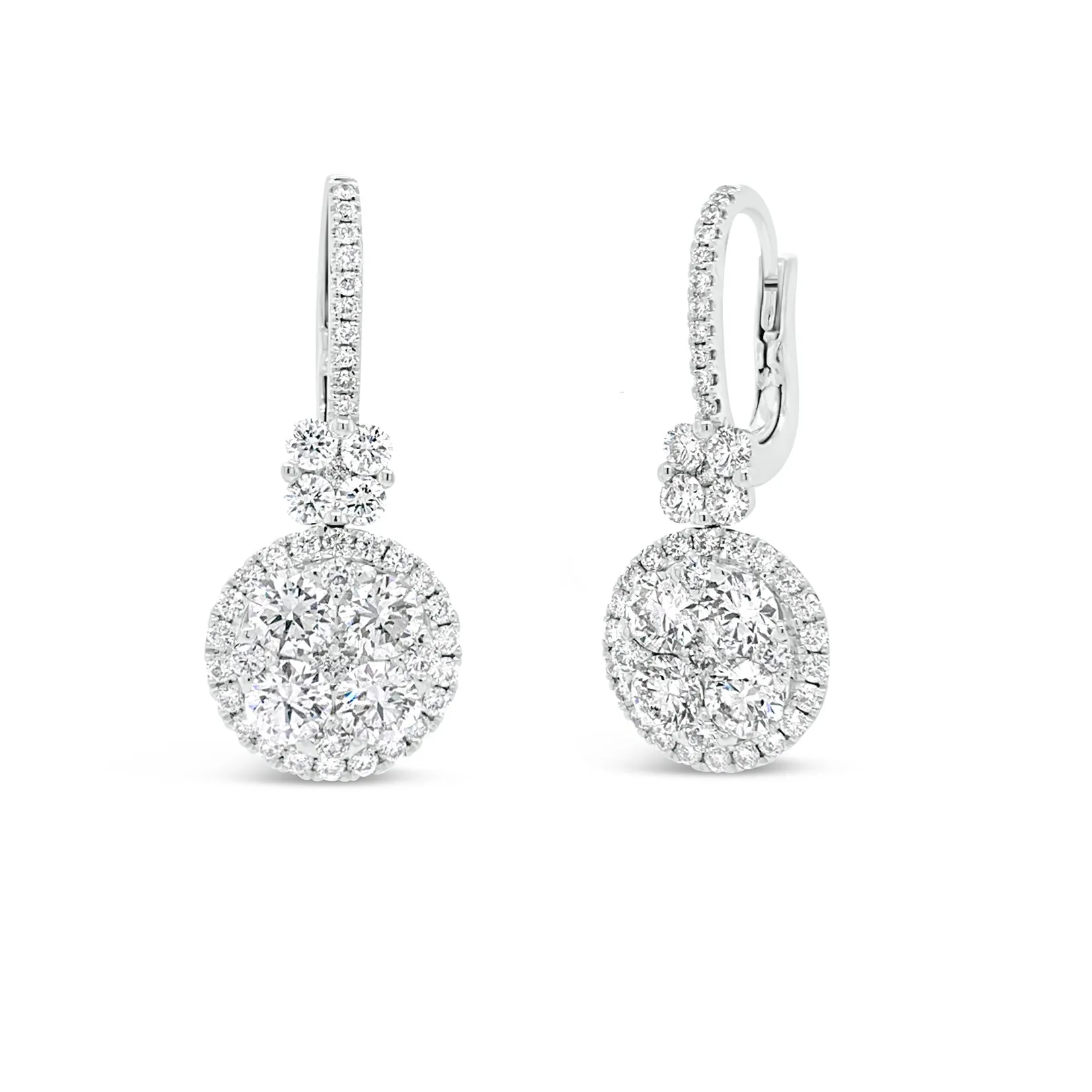 Diamond Cluster Leverback Earrings