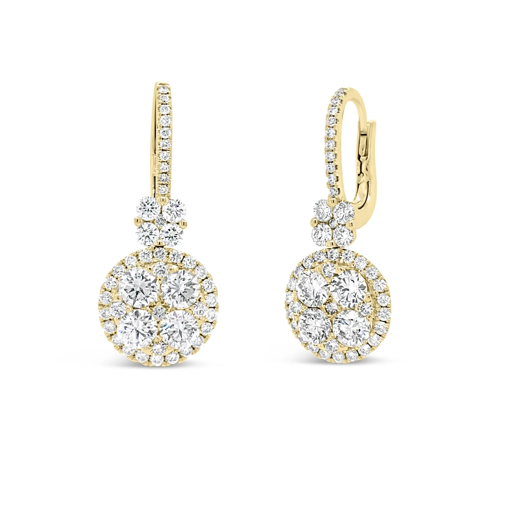 Diamond Cluster Leverback Earrings