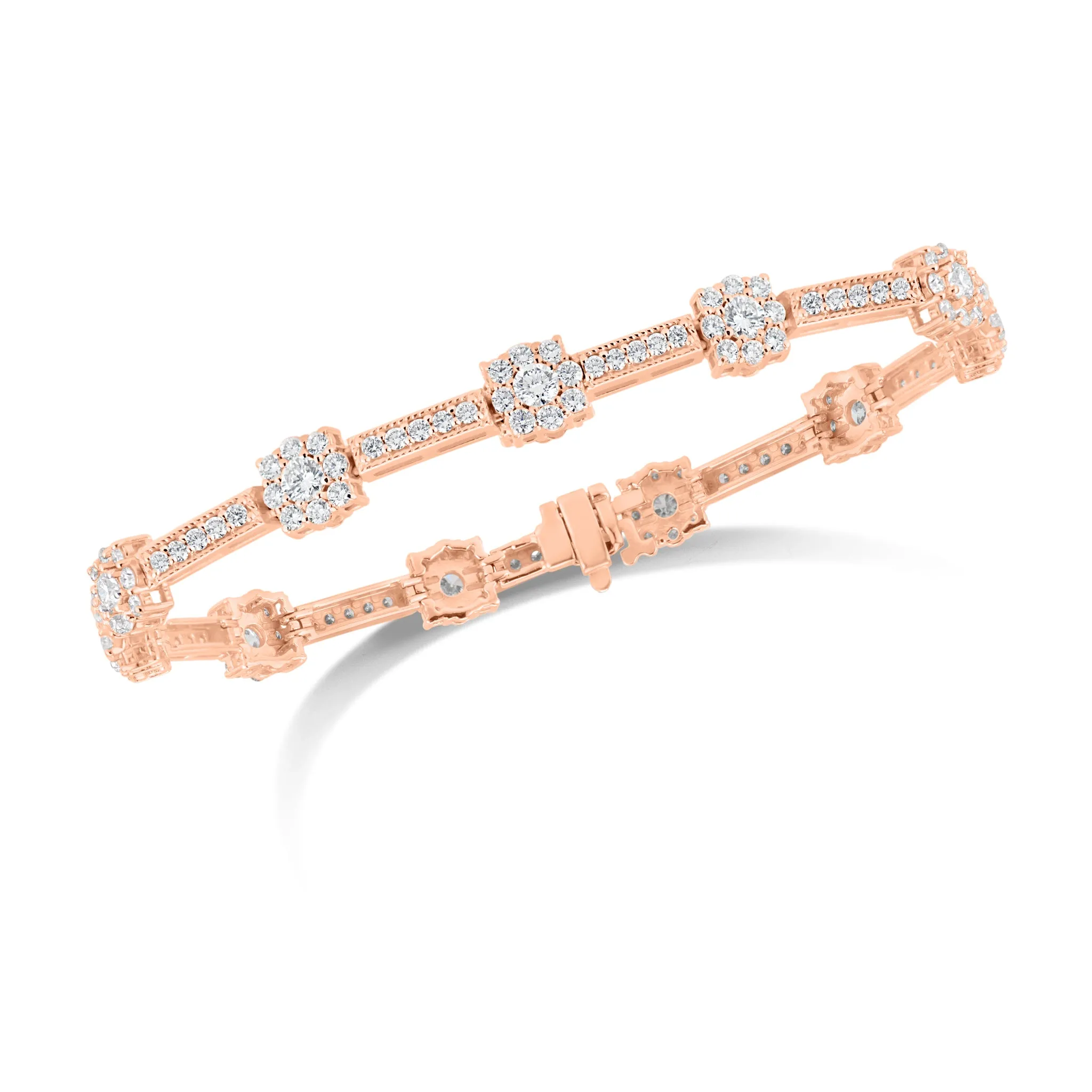 Diamond Cushion Milgrain Link Bracelet