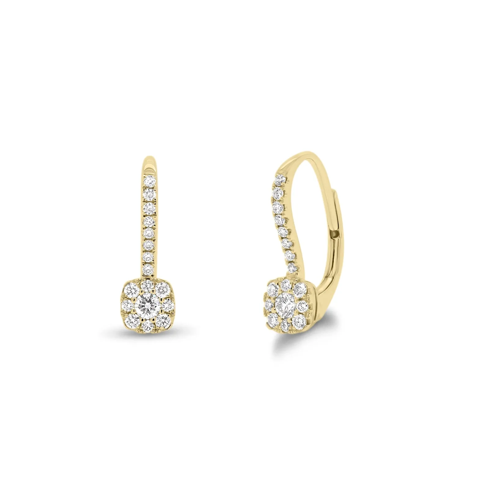 Diamond Cushion-Shaped Lever-Back Earrings