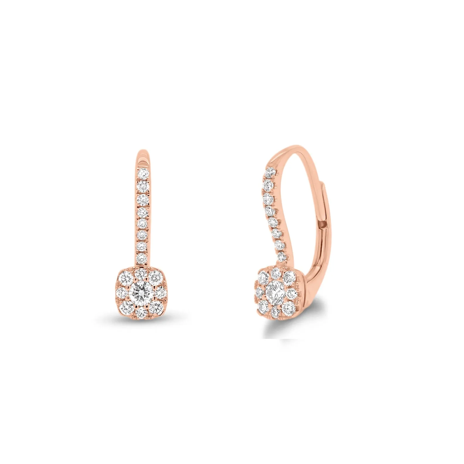 Diamond Cushion-Shaped Lever-Back Earrings