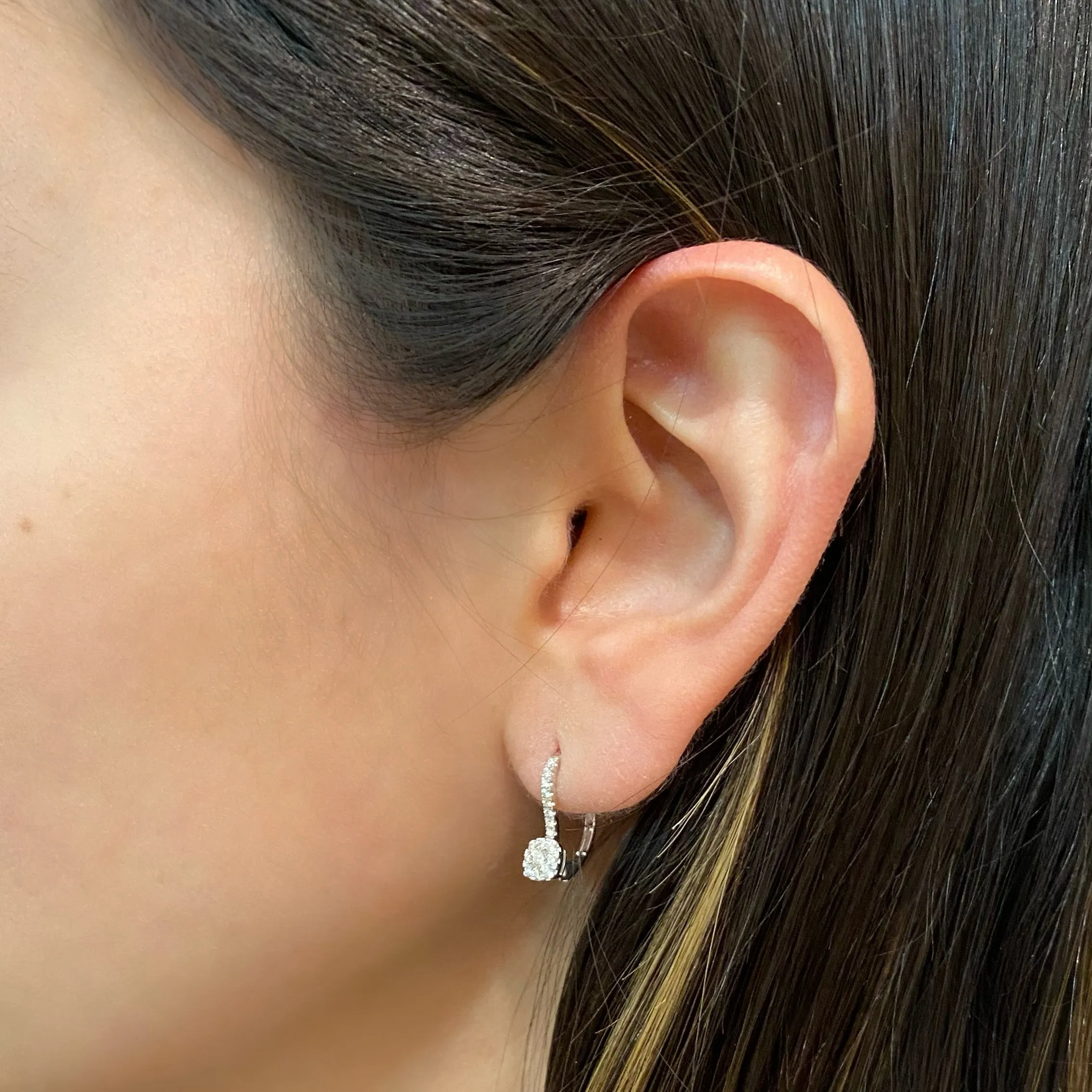 Diamond Cushion-Shaped Lever-Back Earrings