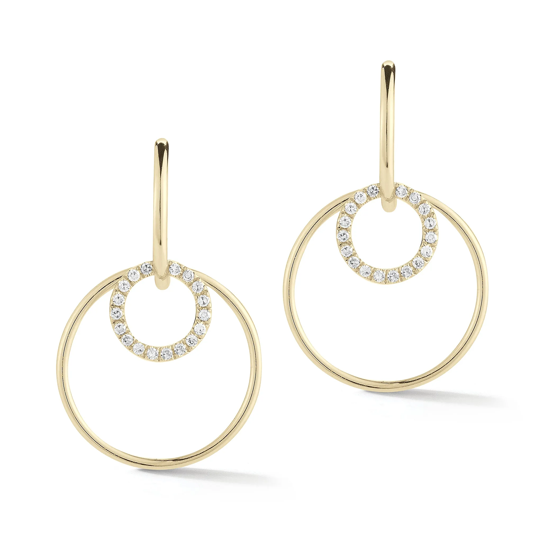 Diamond Double Hoop Drop Earrings