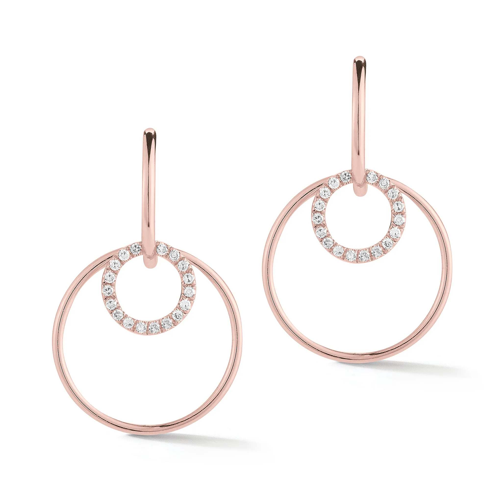 Diamond Double Hoop Drop Earrings