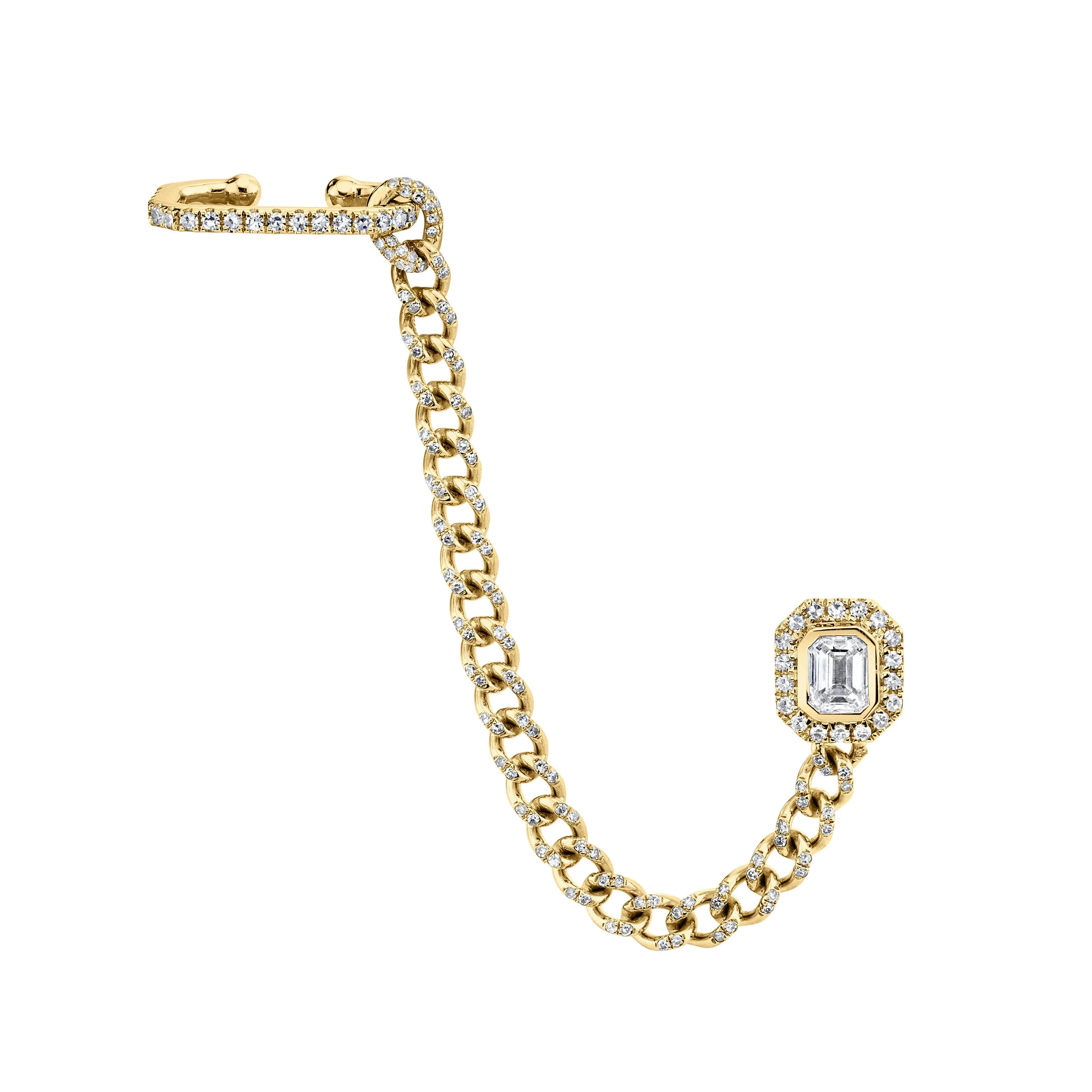 DIAMOND HALO LINK EARRING CUFF