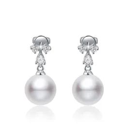 Diamond "Clover" Seawater Pearl Earrings