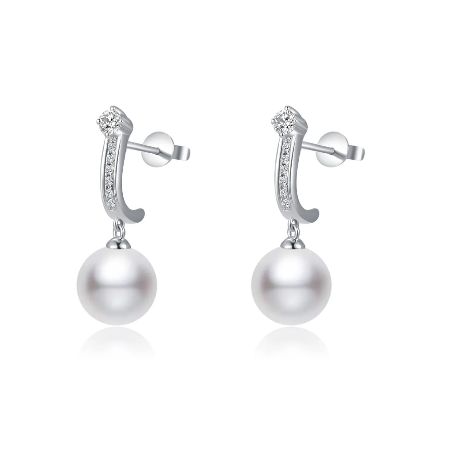 Diamond "Fortunate" Seawater Pearl Earrings