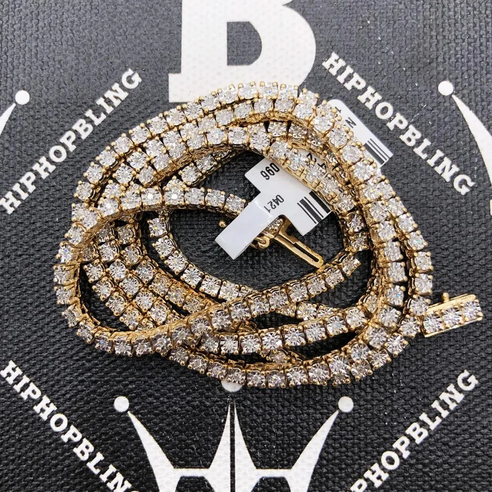 Diamond Tennis Chain in 10K Yellow Gold Miracle Setting