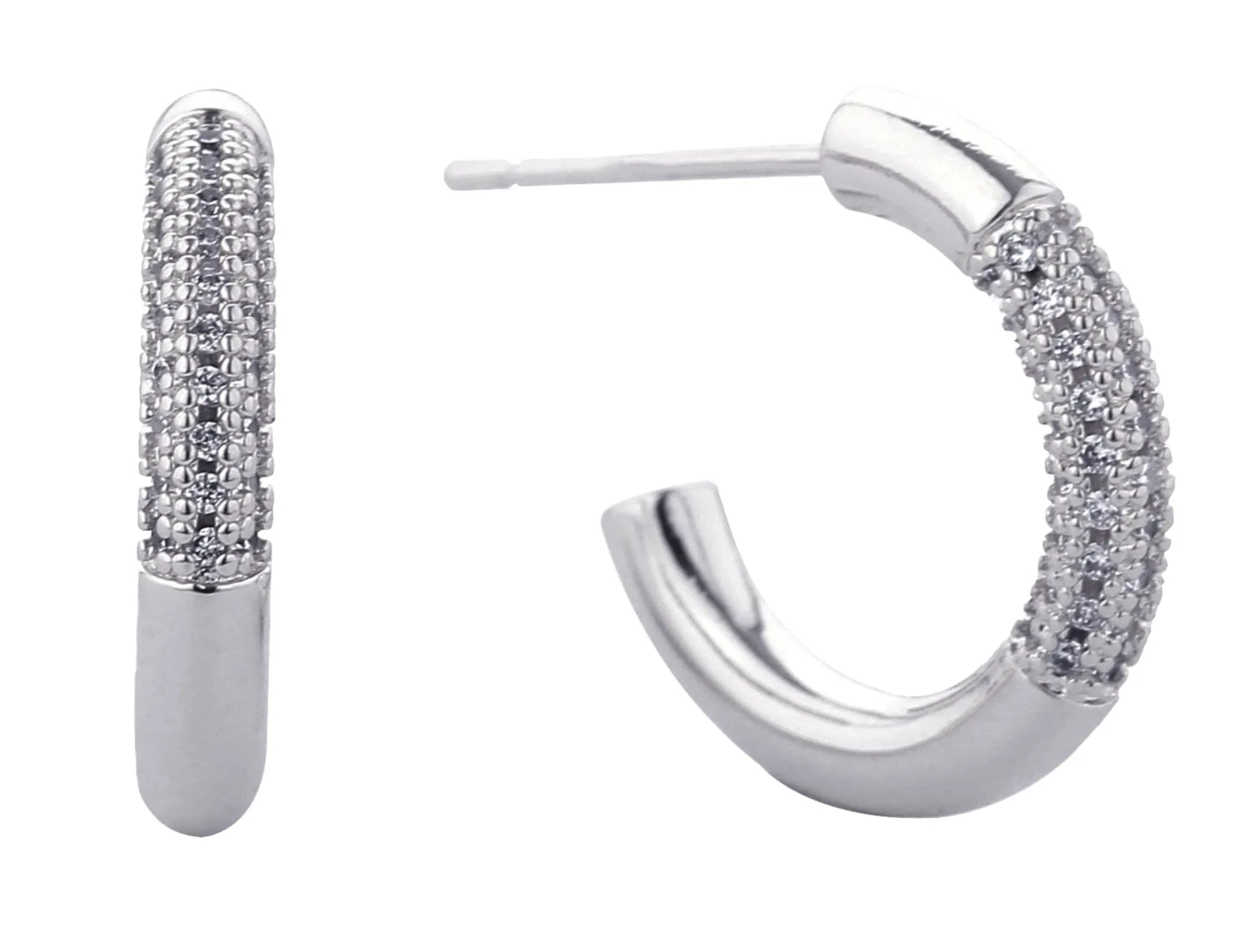 DJE310843 14K Favoring Pave CZ Hoop Post Earrings